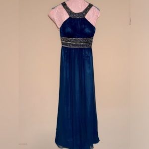 Stunning Grecian style formal dress. Perfect bead and sequins. Cross back